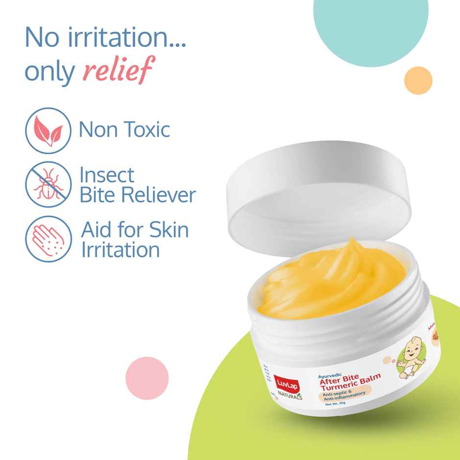 LuvLap After Bite Ayurvedic Turmeric Balm, Gives relief from Mosquito & insect Bites, 25g