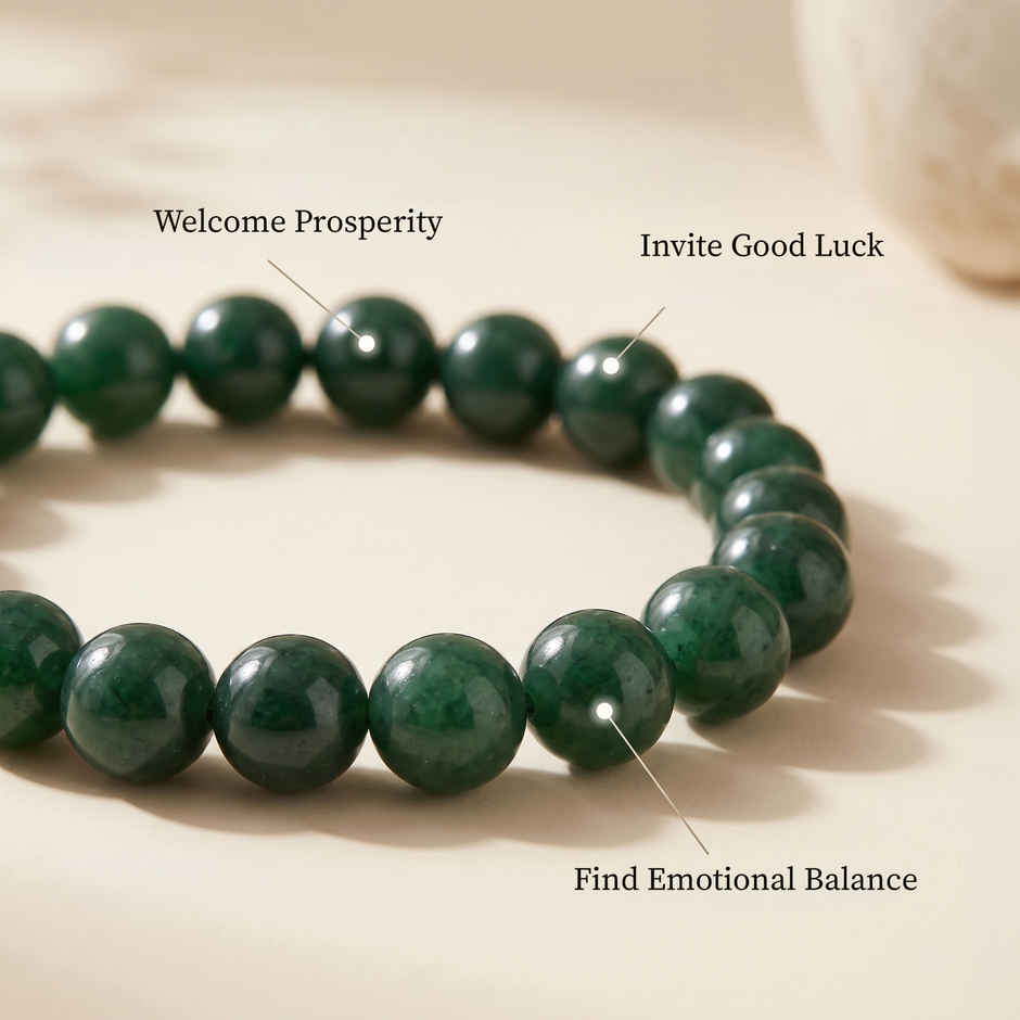 Mind and Soul Green Jade Bracelet for Luck & Prosperity | Natural Gemstones | Pack of 1 | Cycle