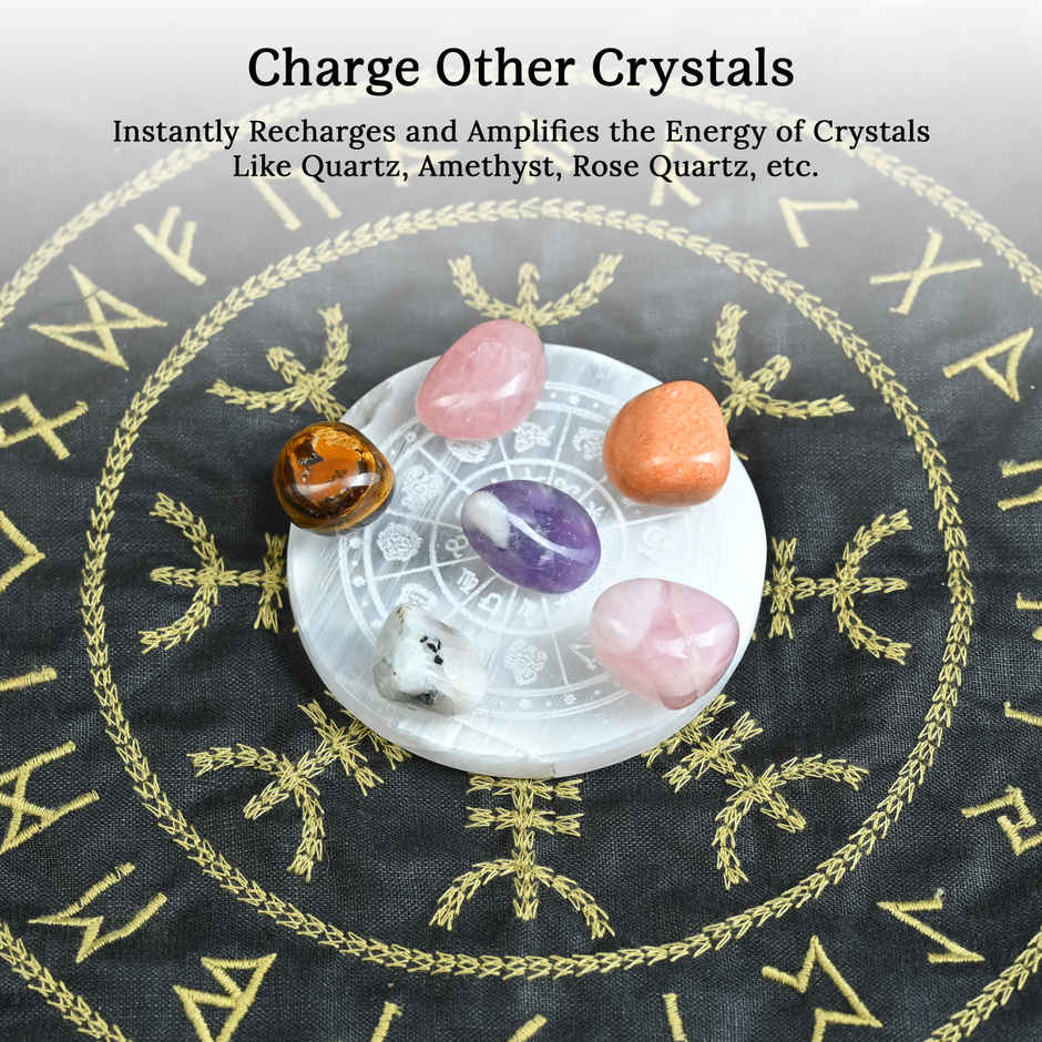 Hindcraft Selenite Plate With Zodiac Signs