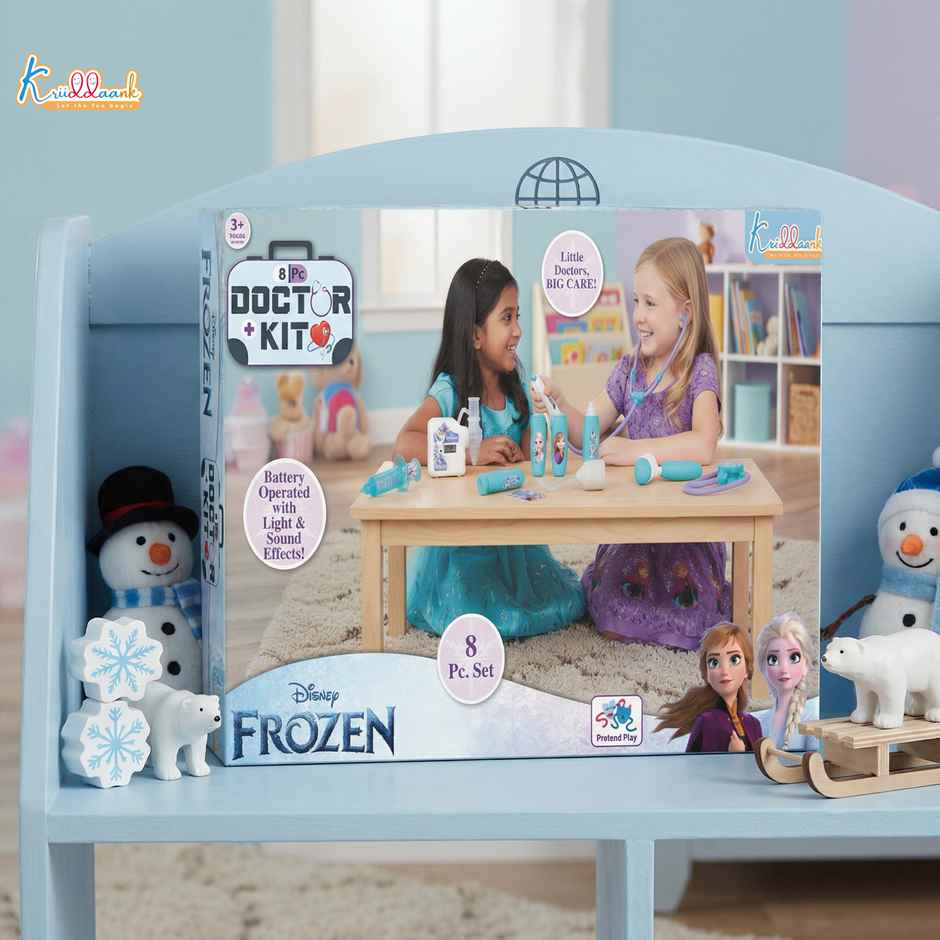 Kriiddaank Disney Frozen Medical Kit with Stethoscope, Syringe & Accessories (8 Pcs) Non Electric