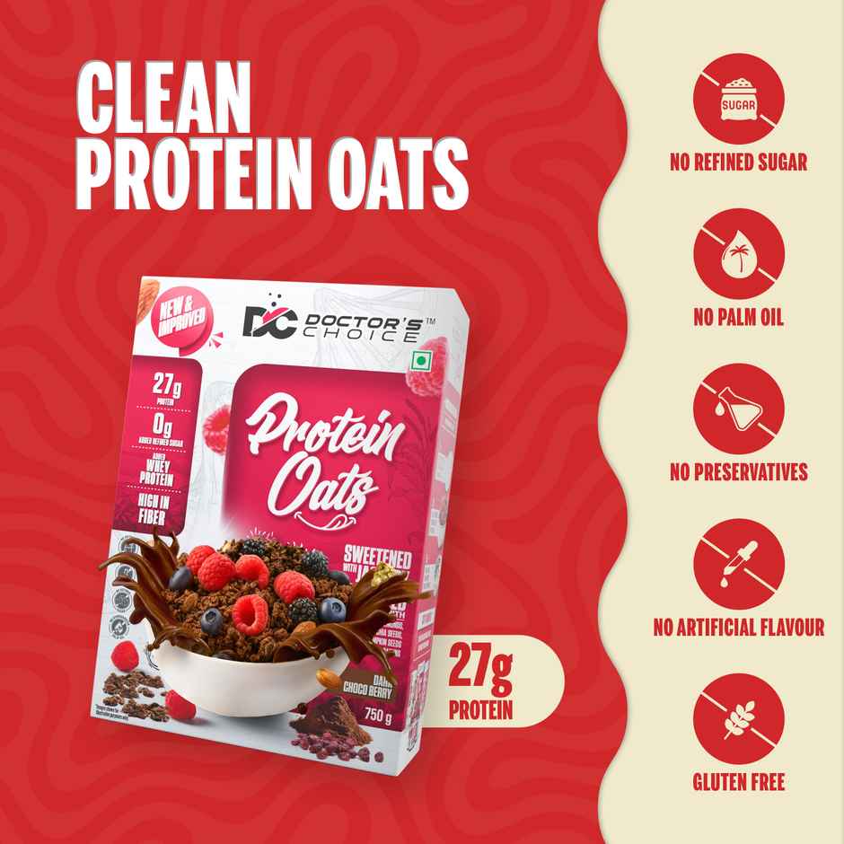 DOCTOR'S Choice Protein Oats, 27g Pure Protein, Jaggery Sweetened, No Additives & Refined Sugar Box