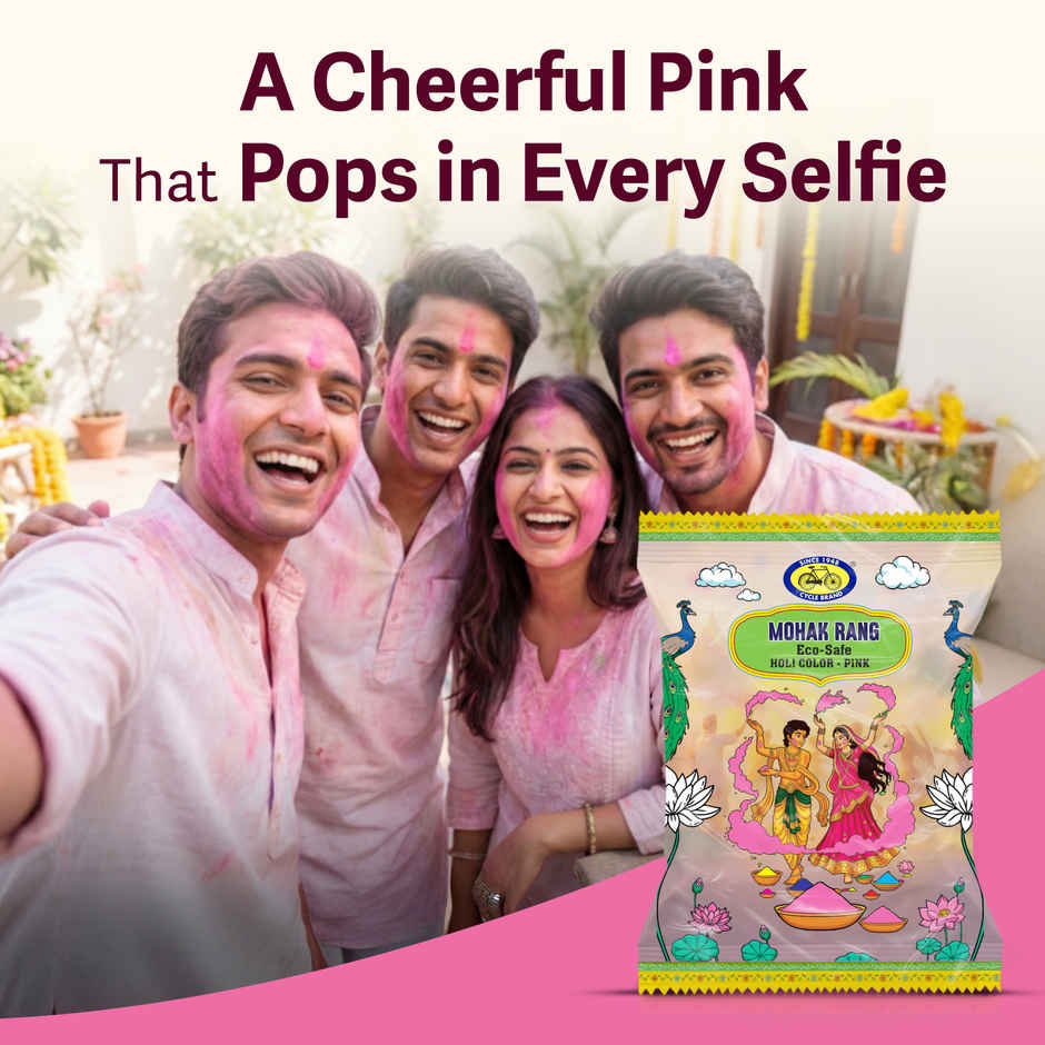 Mohak Rang Eco-Safe Holi Colour Pink | Cycle