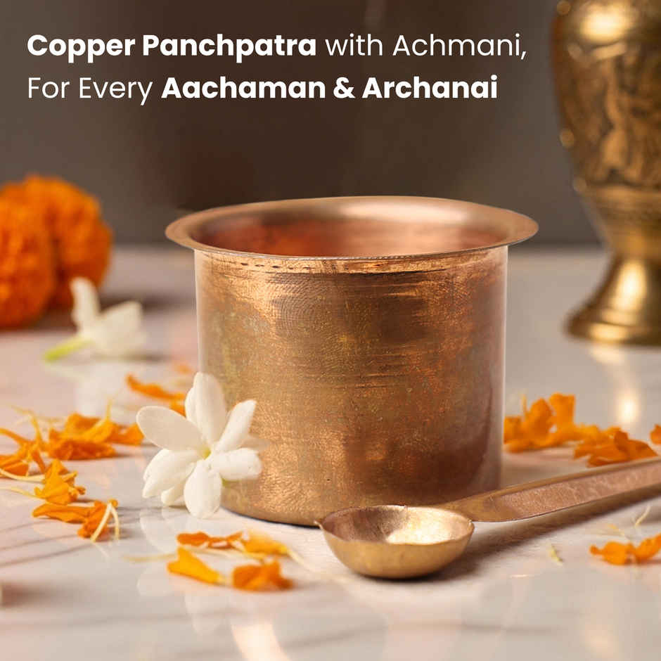 Copper Panchpatra with Spoon | Puja Utensil | Cycle
