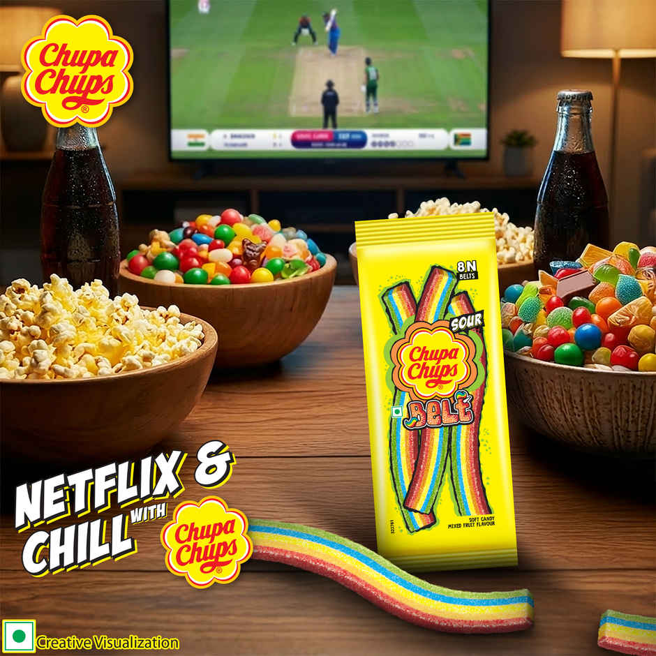 Chupa Chups Sour Belt Mixed Fruit Soft and Chewy Toffee