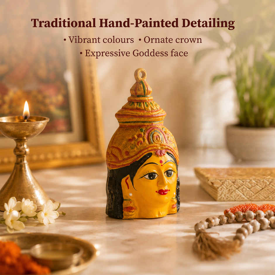 Varamahalakshmi 6 inch Aluminium Idol | Decorative Goddess Face for Pooja