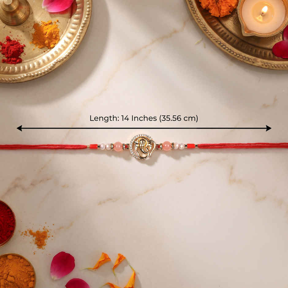 Navin Zirconia Rakhi with Ganesha Motif | Religious | Pack of 1 | Cycle Pure
