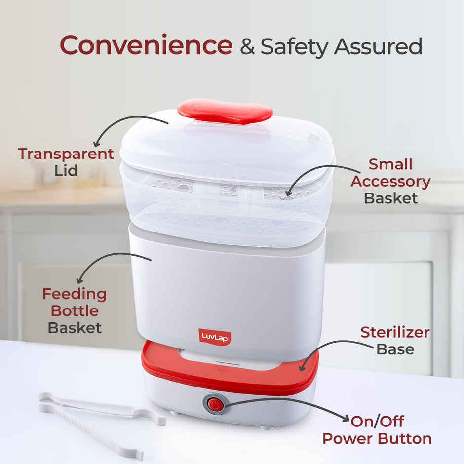 LuvLap 3-in-1 Electric Steam Sterilizer for Baby Products | Kills 99.9% Germs