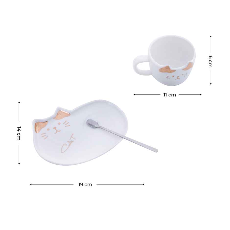 Cat Afternoon Tea Saucers Set | White | Gibox