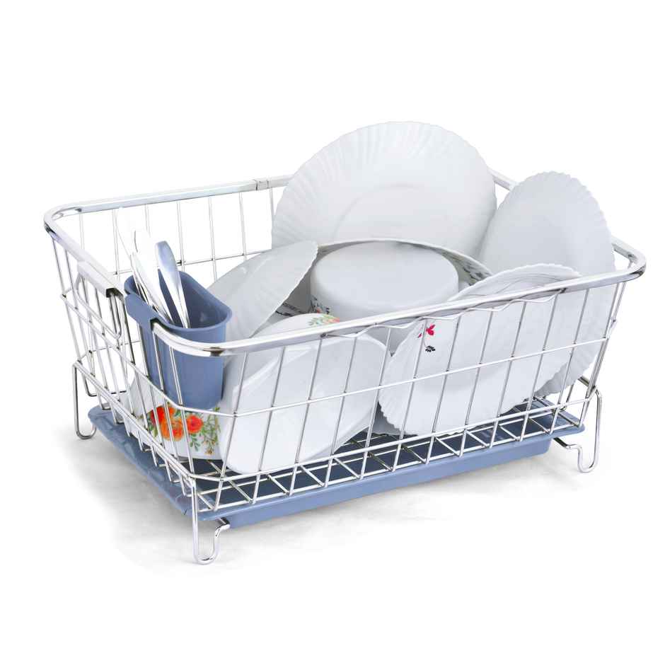 Limetro Steel Stainless Steel Dish Driner Basket With Tray And Spoon Holder