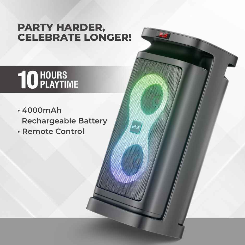 UBON SP-29 Rockstar Wireless Speaker with RGB Lights | Wireless Mic | Deep Bass | 10H Playtime