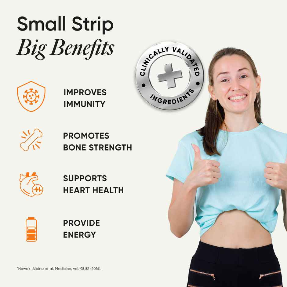 Wellbeing Nutrition Melts Natural Vitamin D3+K2 (MK-7) with Vitashine, Resveterol (30 Strips)