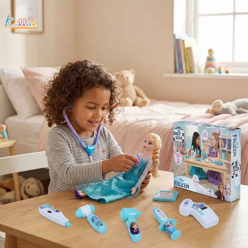 Kriiddaank Disney Frozen Medical Kit with Stethoscope, Syringe & Accessories (8 Pcs) Non Electric