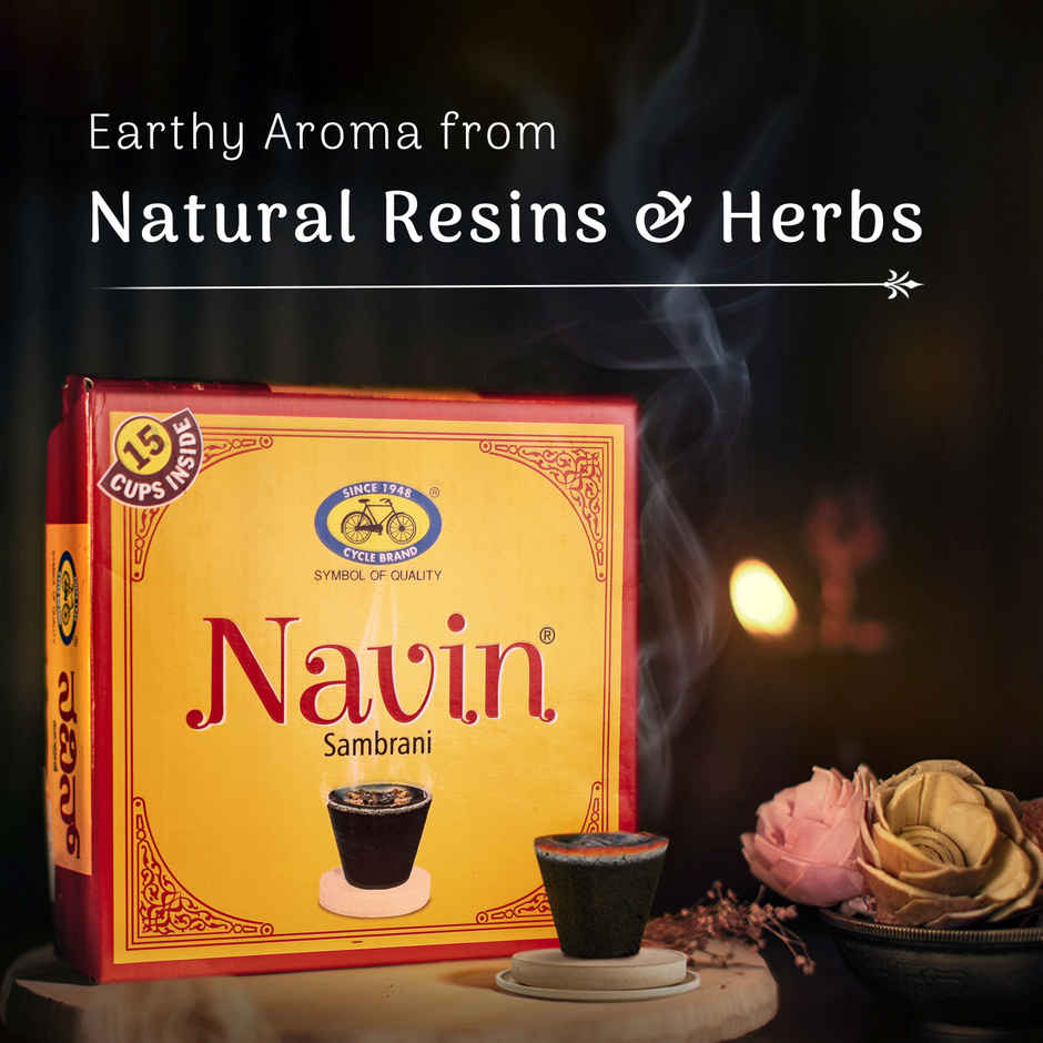 Pure Navin Sambrani Dhoop Cups For Pooja | 15 Cups | Cycle Combo