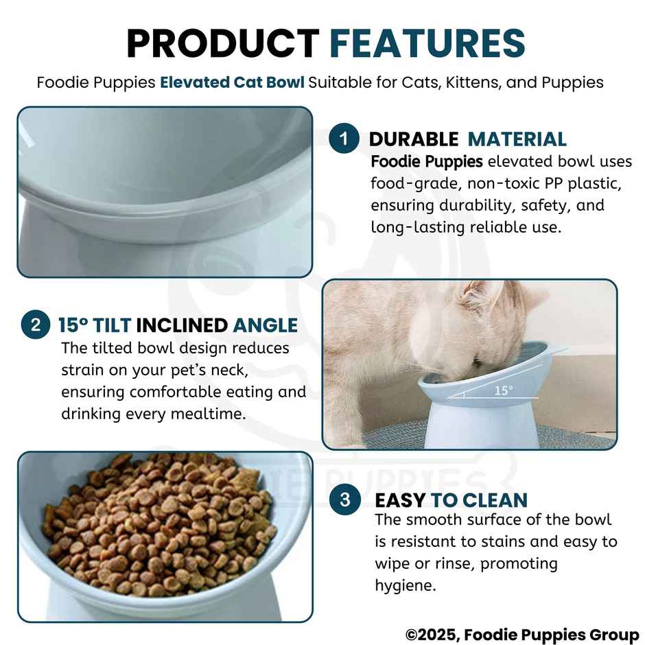 Foodie Puppies Elevated Pet Bowl 45 Degree Tilted Anti Vomiting Feeder