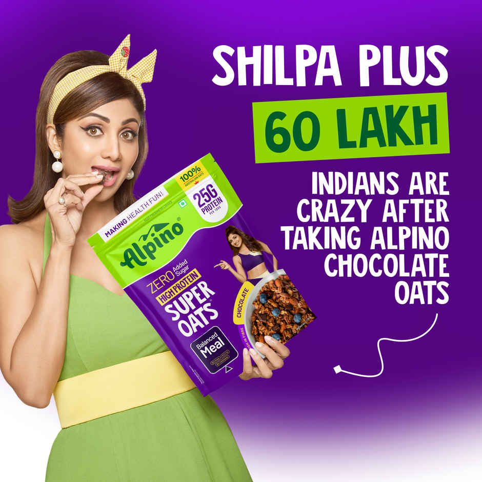 Alpino 25g High Protein Super Oats Chocolate with Almonds & Raisins | No Added Sugar & Salt