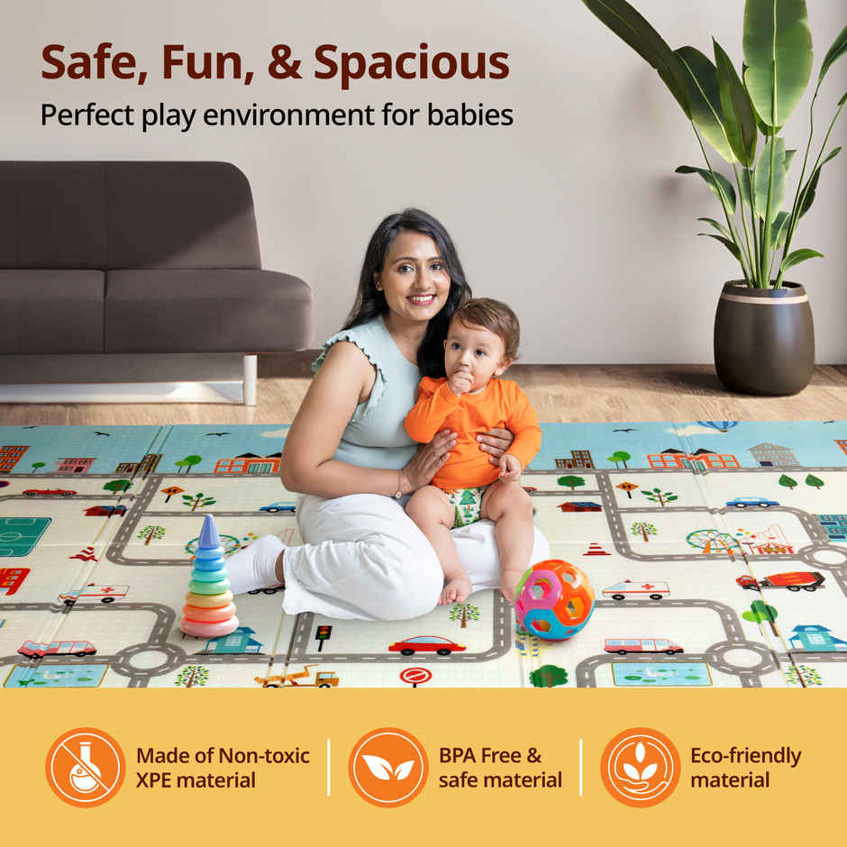 LuvLap Cityscape Double Sided Water Proof Baby Floor Mat Multicolor