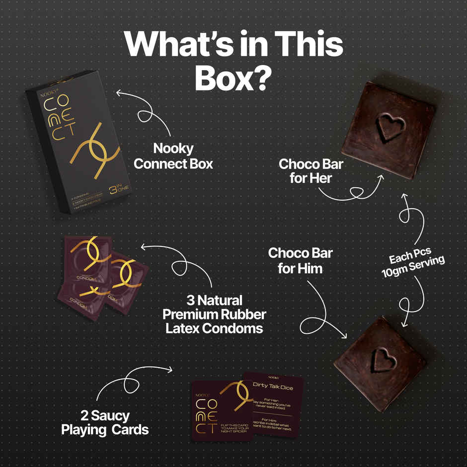 Nooky Connect 3 in 1 Condom Intimacy Kit Condoms Chocolates Scratch Cards Couple Gift