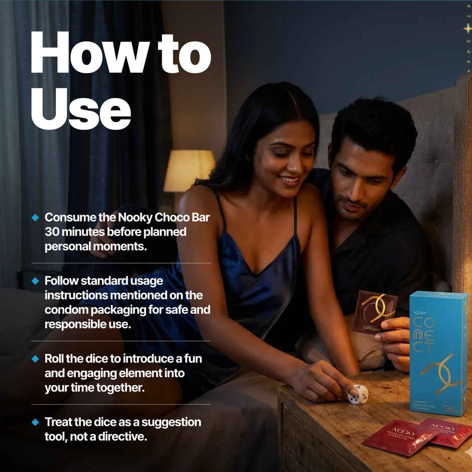 Nooky Connect 3 in 1 Condom Intimacy Kit Condoms Chocolates Position Dice Couple Gift