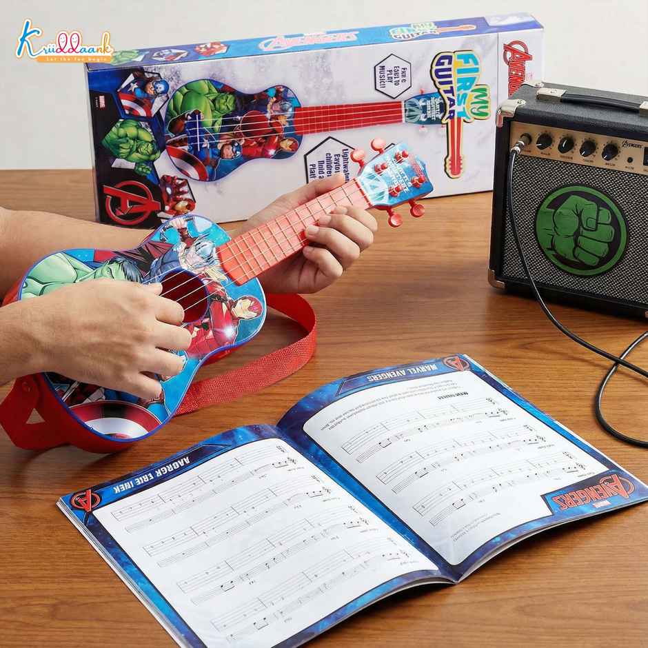 Kriiddaank Marvel Avengers Big Guitar, 4 Strings 23 Inch; 58 cm, Music Learning and Development  Toy