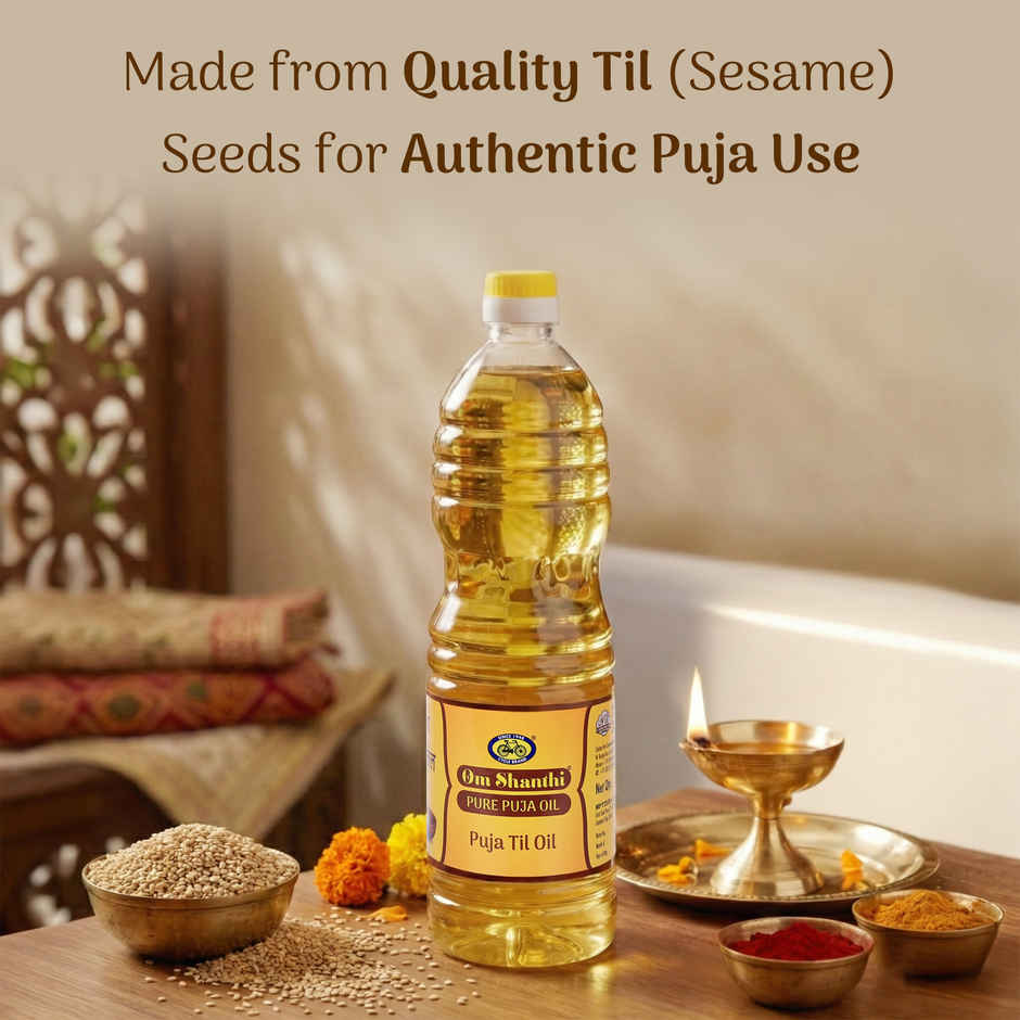Om Shanthi Til Oil | Sesame Oil | For Pooja & Diya | Cycle