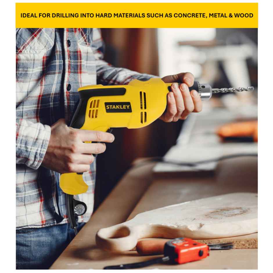 STANLEY SDH550KPA-IN 550W 13mm Corded Single Speed Hammer Drill Machine and Hand Tool Kit - 120 Pcs.