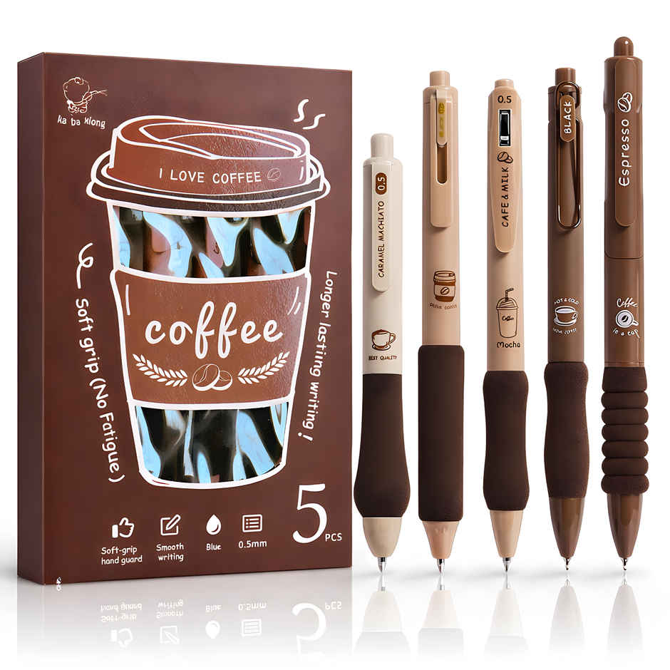 Toyshine Coffee Theme 0.5mm Blue Ink Gel Pens | Retractable Quick Dry Pens