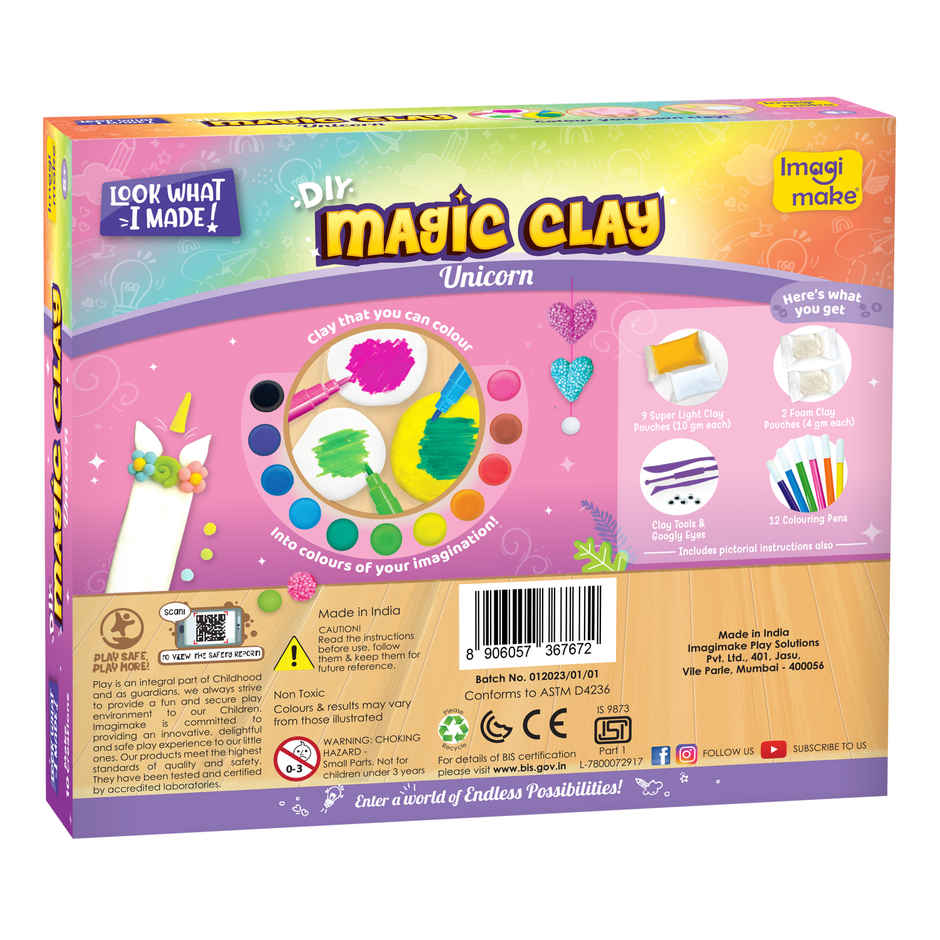 Imagimake Magic Clay - Unicorn | Creative Modeling Toy | Fun Art Craft for Kids