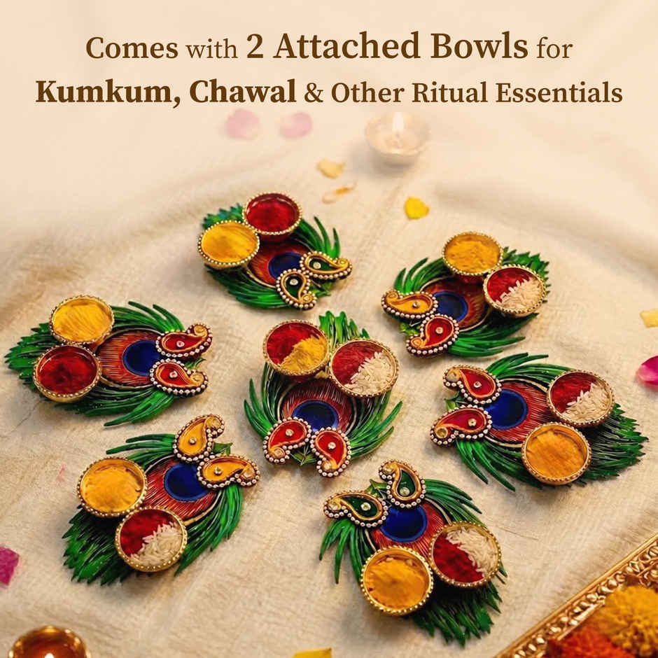 Puja Thali Peacock Feather Design for Rakhi, Pooja, Home Temple & Festive Decor | From House of Cycle