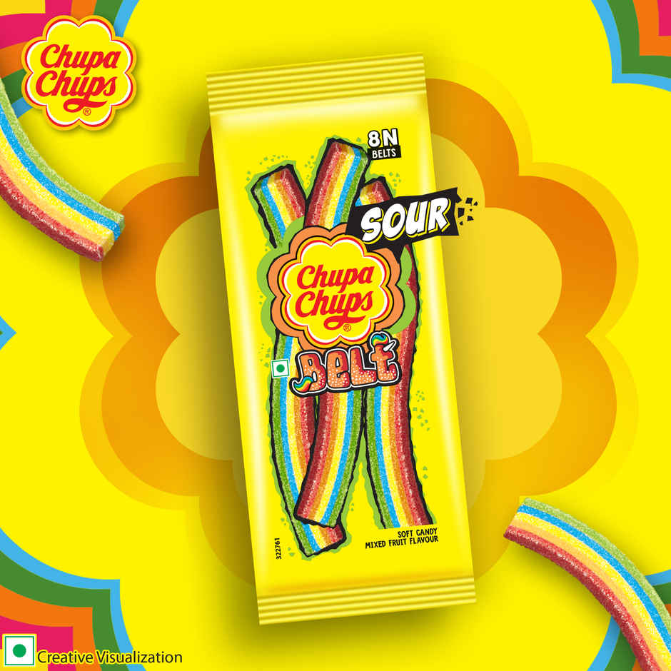 Chupa Chups Sour Belt Mixed Fruit Soft and Chewy Toffee