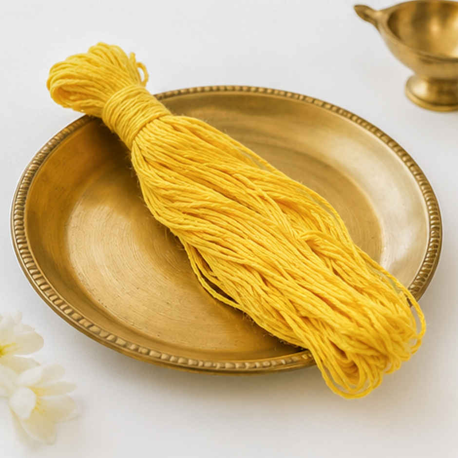 Yellow Pure Cotton Thread (Manjal Charadu / Mauli) | Pooja & Kalash Thread | Traditional & Auspicious | Svasti