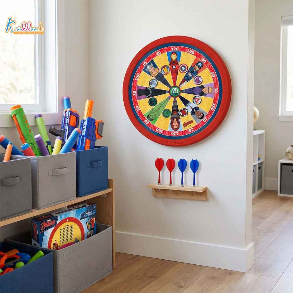 Kriiddaank Marvel Avengers Dartboard, 13 Inch Dual-Side Magnetic Target & Tic Tac Toe Game