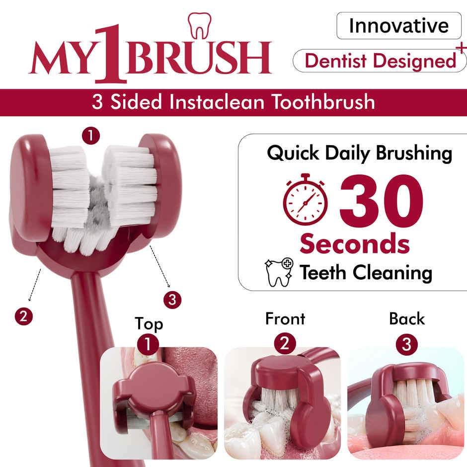 My Orl-Care My1Brush 3-Sided Soft Bristle Toothbrush for Adults
