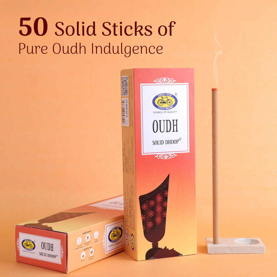Cycle Pure Oudh Bambooless Solid Dhoop Stick | 6 Inch | Pack Of 50 Sticks