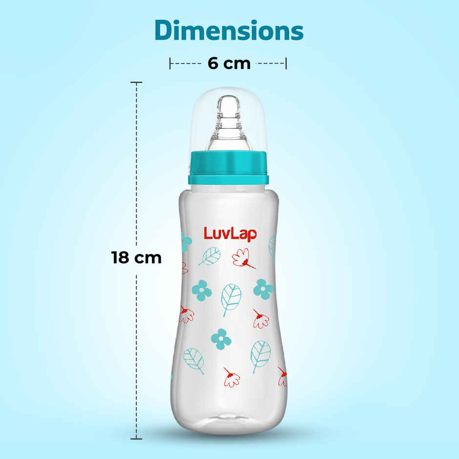 LuvLap Anti-Colic Slim/Regular Neck Essential Baby Feedding Bottle, 250ml, upto 3m+, BPA Free