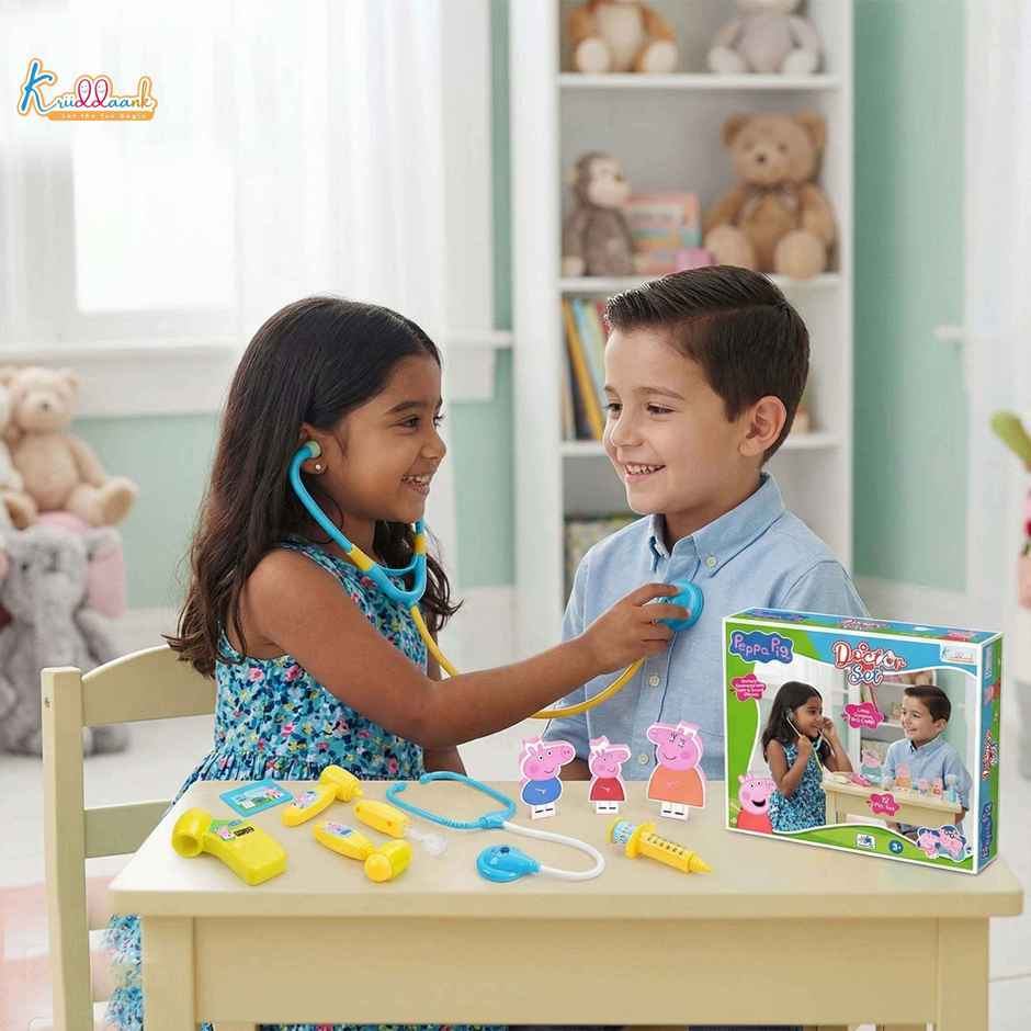Kriiddaank Peppa Pig Medical Playset, 2D Family Figure Fun Pacj, Doctor Playset for Kids - 12 Pcs