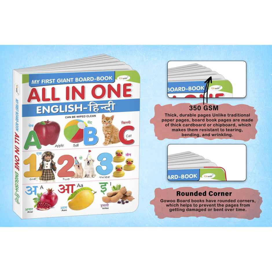 All in One Board Book | English - Hindi - Early Learning Book | Complete Board Book for Toddlers