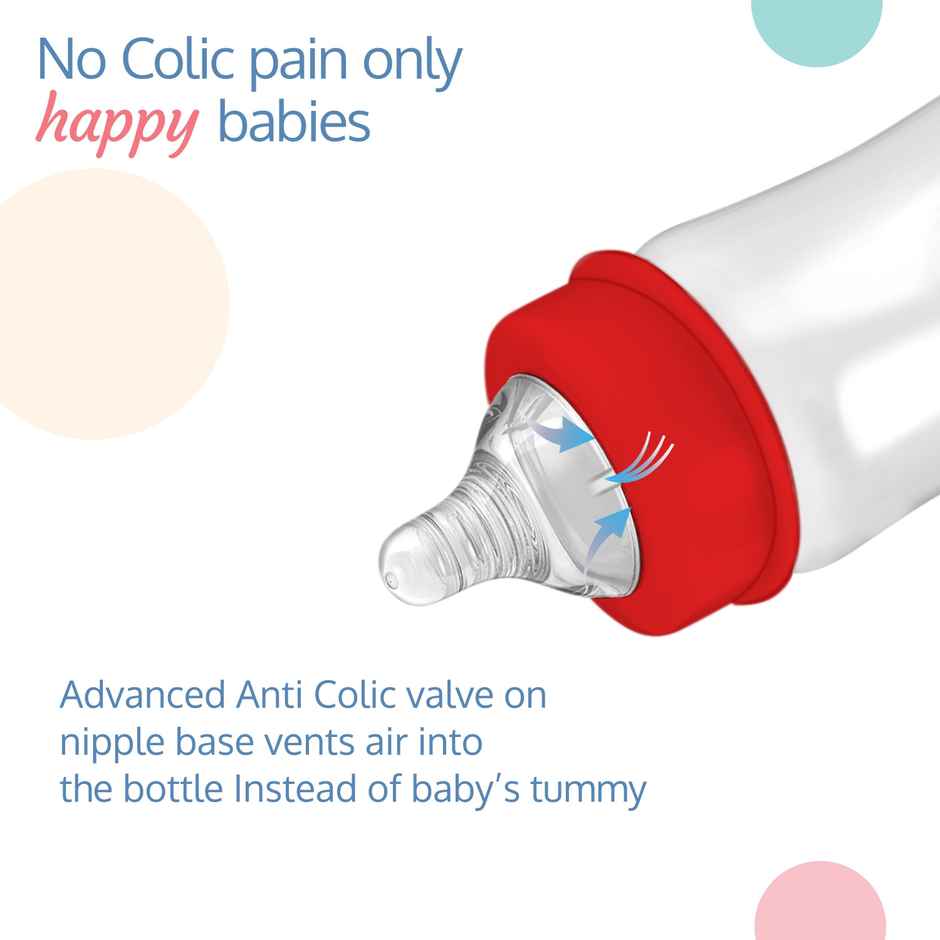 LuvLap Wide Neck Bottle with Anti-Colic Nipple, Soft & Flexible Silicone, 6m+, Fast Flow, BPA Free
