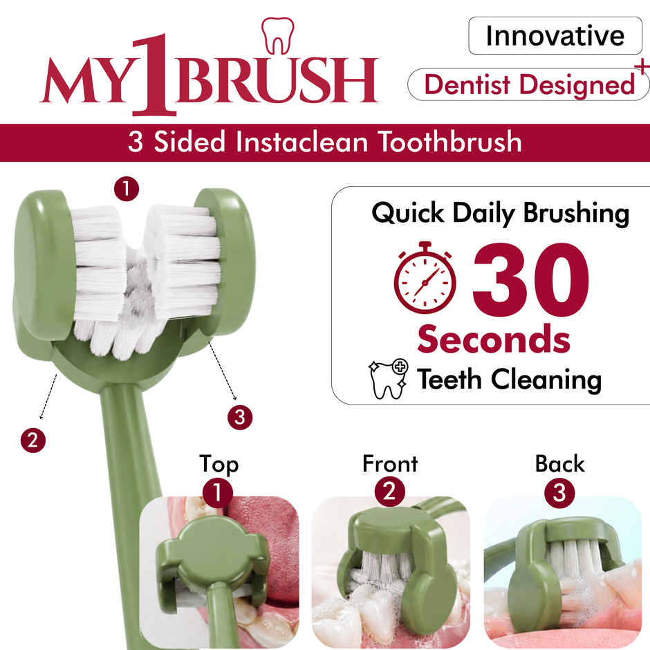 My Orl-Care My1Brush - Couple Pack | 3-Sided Manual Soft Bristle Toothbrush