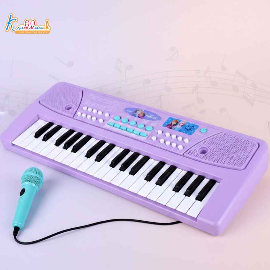 Kriiddaank Frozen Keyboard Piano 37 Keys Instrument Sounds, Microphone, Demo Light MusicToy
