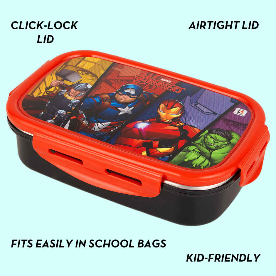 Striders Avengers Single Compartment Lunch Box With Cutlerys Multicolor | 310 ml