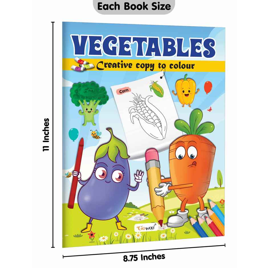 Vegetables | Flowers & Birds - Creative Copy to Colour Book -colouring Book for Children-combo of 3