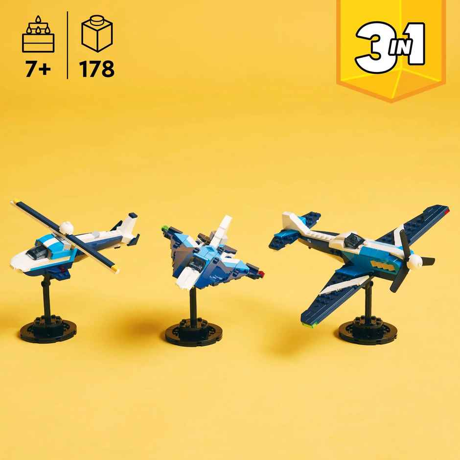 LEGO Creator 3 in 1 Aircraft: Race Plane Toy Vehicle Playset 31160 Building Blocks Toys for 7Y+