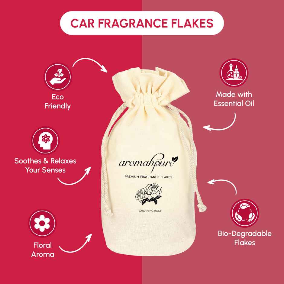 Aromahpure Premium Car Perfume Flakes | Charming Rose-Bulgarian Rose| Last Upto 30 days