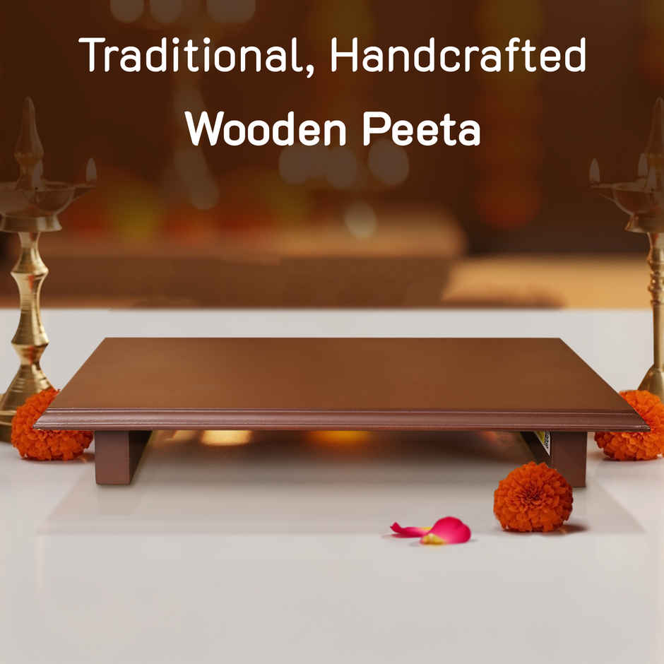 Wooden Handcrafted Puja Peeta Chowki | 6x4 inches (Cycle)