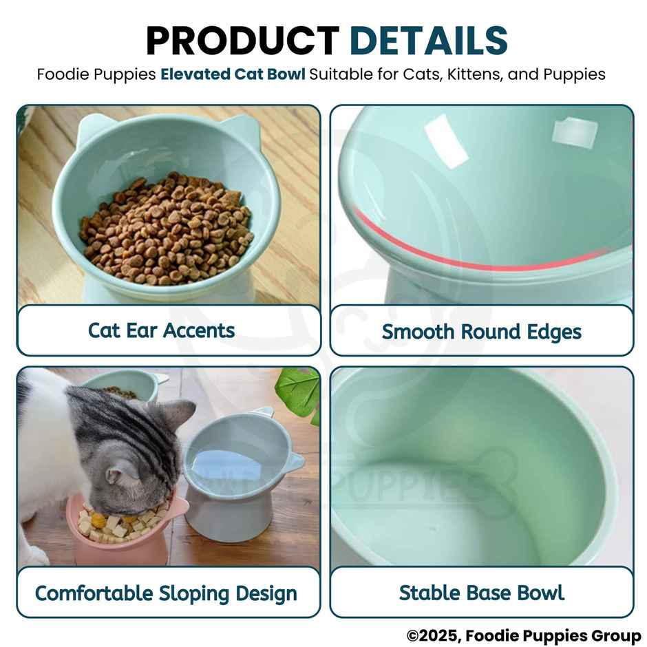 Foodie Puppies Elevated Pet Bowl 45 Degree Tilted Anti Vomiting Feeder