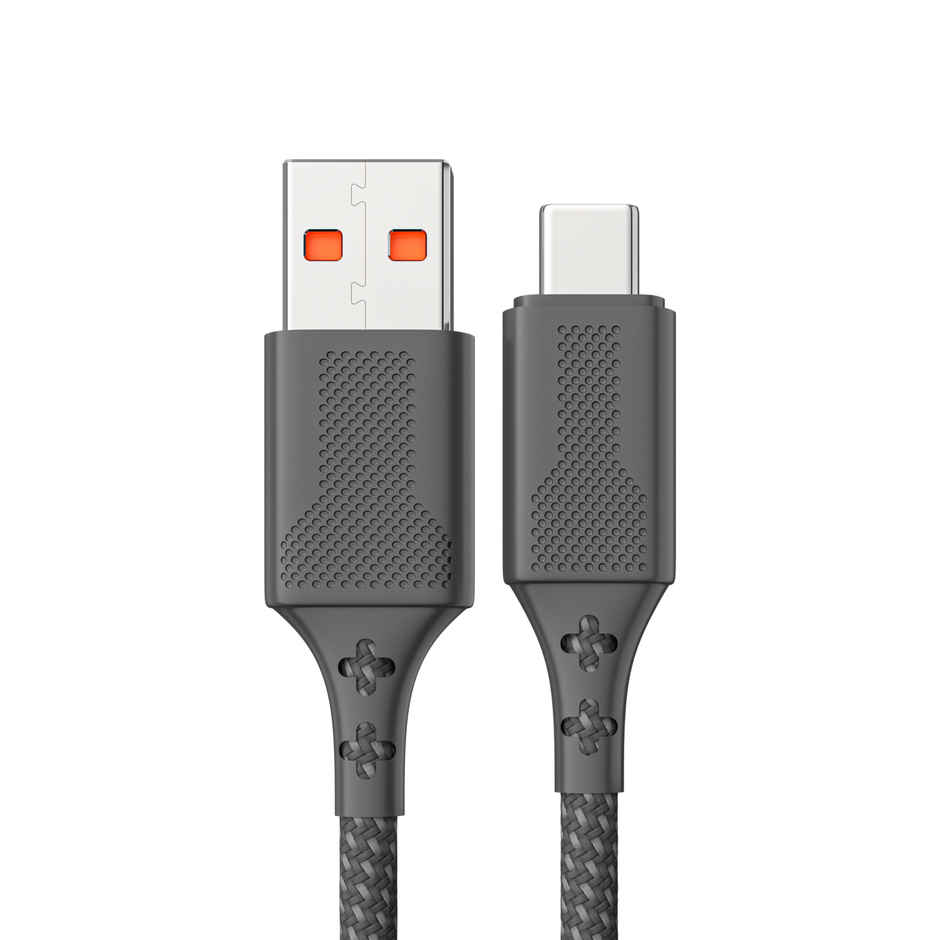 UBON Braided WR408 Type-C Cable 65W 2mtr Fast Charging Cable Unbreakable 5000+ bend Test For Smartphones,Tablets,Laptops & Other Micro USB enabled Devices,480Mbps Data Sync - Black