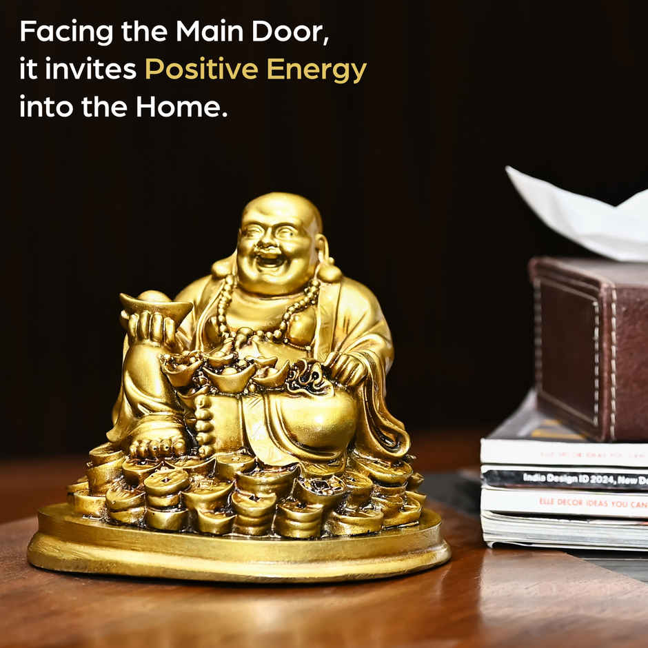Laughing Buddha Idol Home & Office Feng Shui Decor for Good Fortune & Abundant Energy | HINDCRAFT