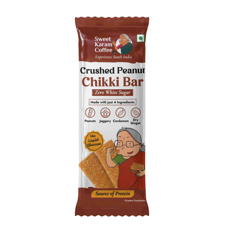 Sweet Karam Coffee Crushed Peanut Chikki Bar | No White Sugar