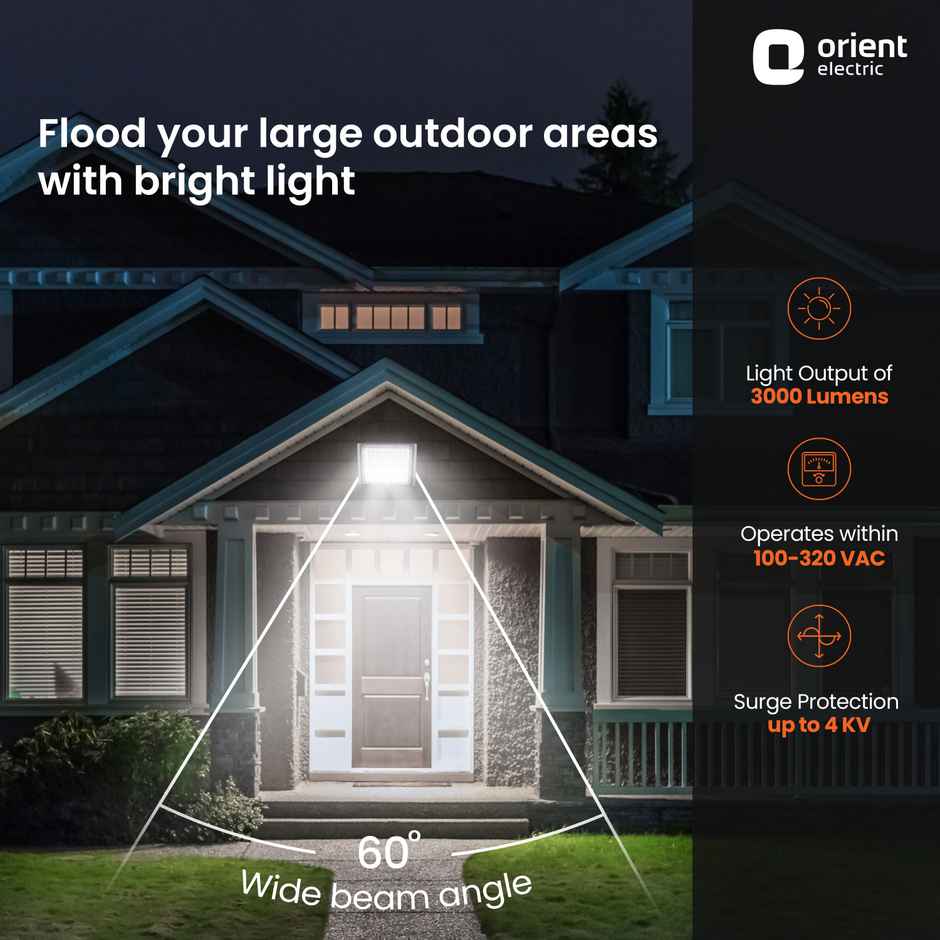 Orient Electric Razor Flood Light 30W|IP65 Waterproof LED Flood Light|Wide Beam Angle|Cool White