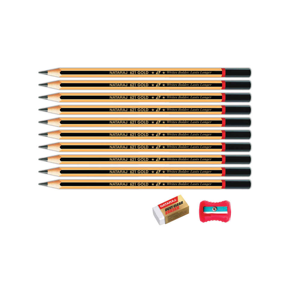 Nataraj 621 Special Edition Gold Pencils | Ergonomic Grip | Easy to Sharpen & Erase | Bold Lead